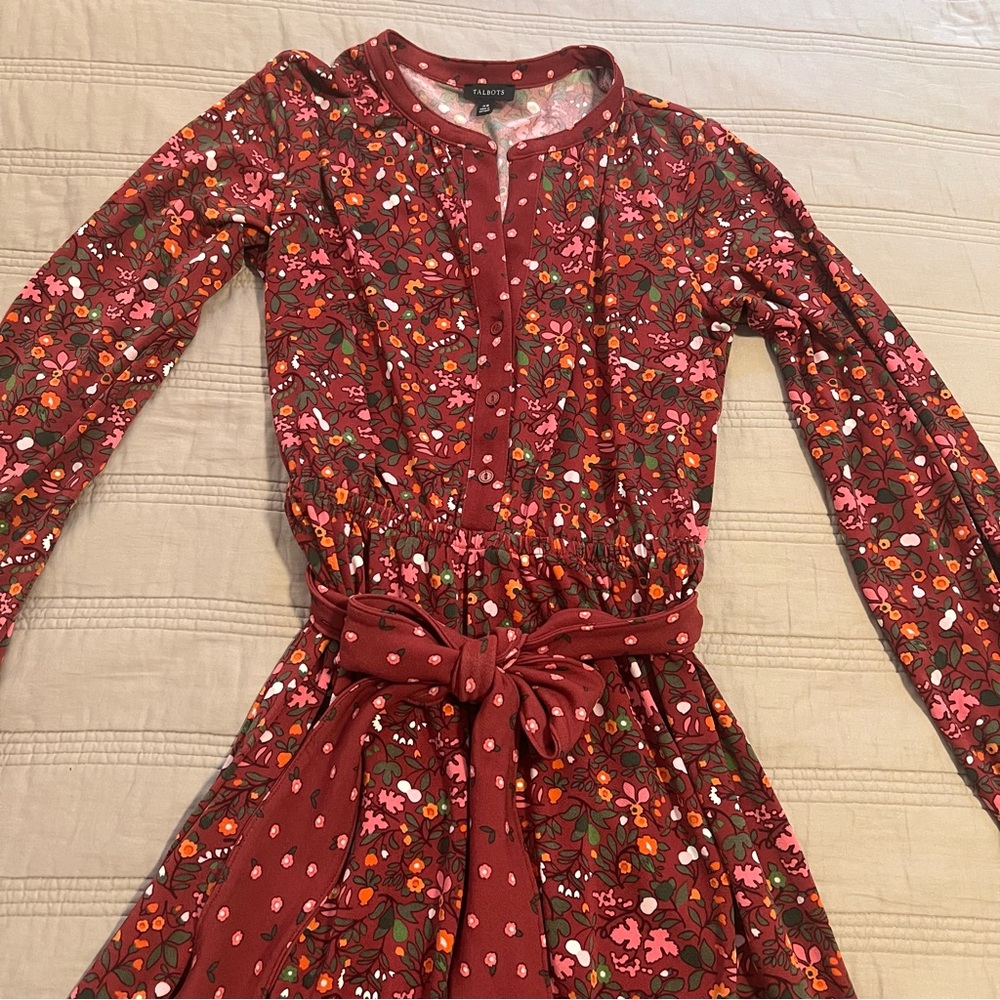 Talbots Vibrant Floral Long Sleeve Dress